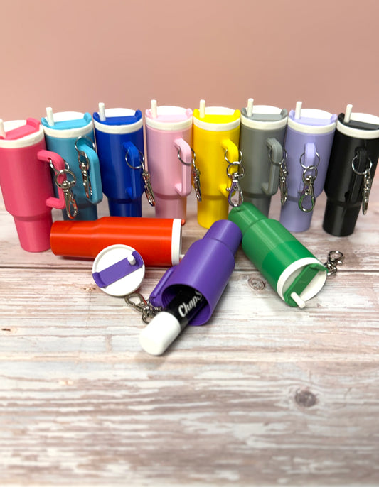 Mini Tumbler Chapstick Holder Keychain