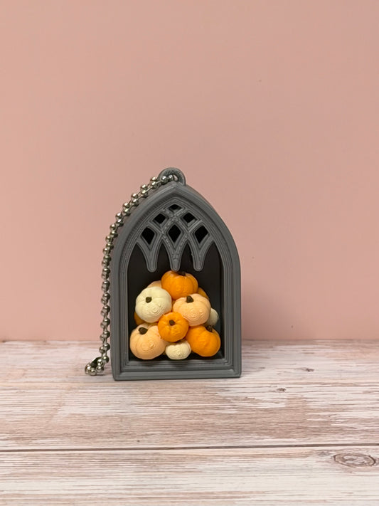 Gothic Pumpkin Window Clicker Keychain